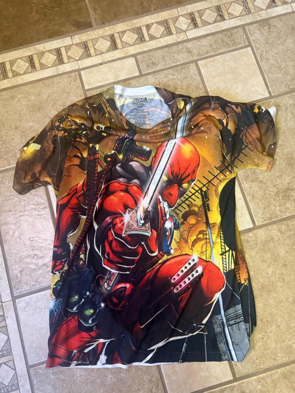 Marvel Deadpool Multicolor Graphic Short Sleeve Tee